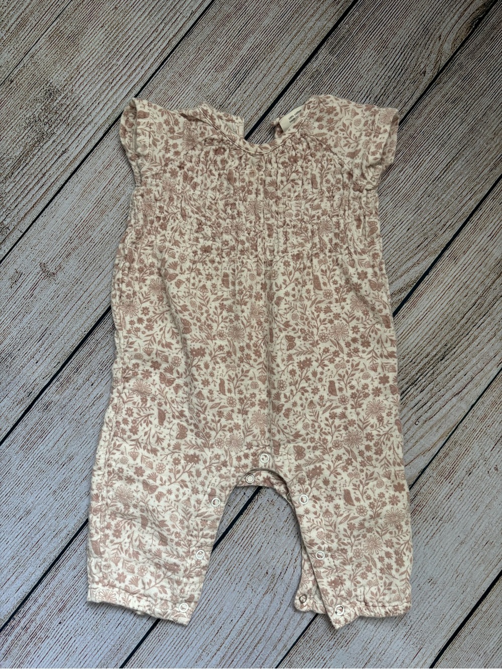 City mouse Floral Smocked Cotton Baby Romper